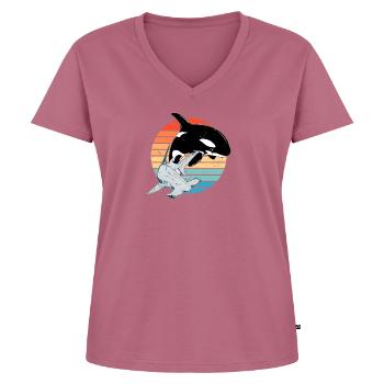 Hammerhai Orca - Frauen Premium Bio T-Shirt mit V-Ausschnitt - Mauve - Vorne - AI Model Female 172 dark (172cm)