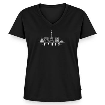 Paris Souvenir Tour Eiffel France Louvre - T-shirt encolure en V Premium bio Femme - noir - Devant - AI Model Female 172 light (172cm)