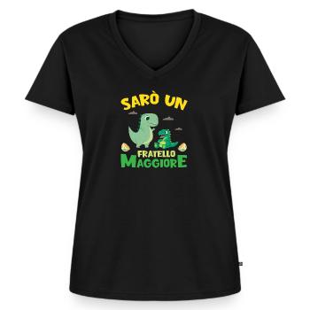 Saro Un Fratello Maggiore Dinosauro Regalo - Frauen Premium Bio T-Shirt mit V-Ausschnitt - Schwarz - Vorne - AI Model Female 172 light (172cm)
