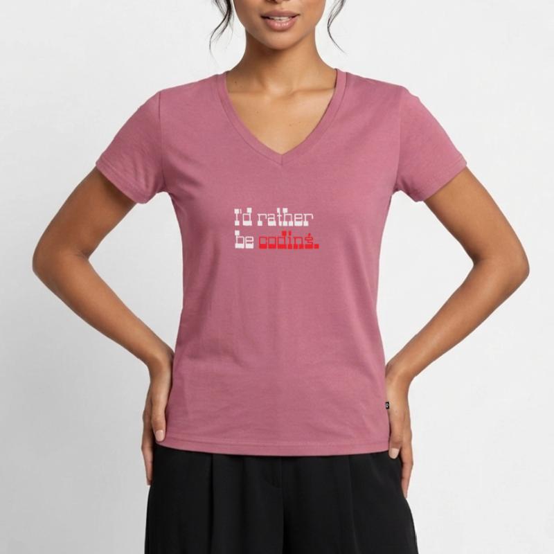 Je préfère coder Programmer Coder T-shirt encolure en V Premium bio Femme