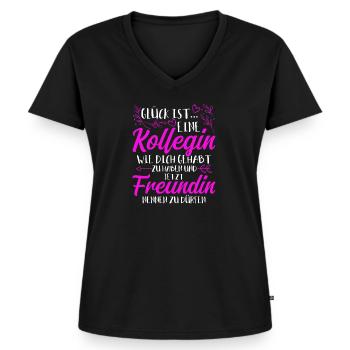 Kollegin Geschenk Arbeit Job Kolleginnen Spruch - Frauen Premium Bio T-Shirt mit V-Ausschnitt - Schwarz - Vorne - AI Model Female 172 light (172cm)