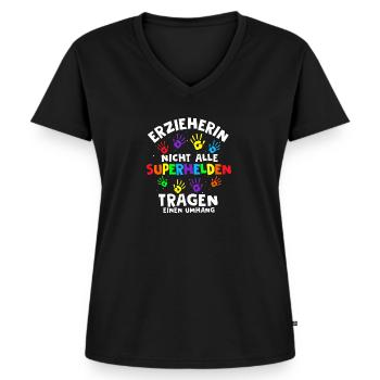Erzieherin Nicht Alle Superhelden Tragen Einen Umh - Frauen Premium Bio T-Shirt mit V-Ausschnitt - Schwarz - Vorne - AI Model Female 172 light (172cm)