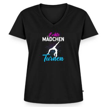 Echte Mädchen Turnen Gymnsatik Sportverein Sport T - Frauen Premium Bio T-Shirt mit V-Ausschnitt - Schwarz - Vorne - AI Model Female 172 light (172cm)