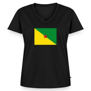 Flag of French Guiana (gf) - Women's Premium Organic V-neck T-shirt - black - Front - AI Model Female 172 light (172cm)
