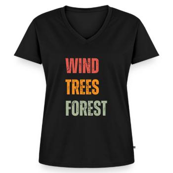 WTF - Forêt d’arbres éoliens - T-shirt encolure en V Premium bio Femme - noir - Devant - AI Model Female 172 light (172cm)
