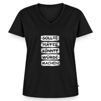 Machen, einfach machen! - Frauen Premium Bio T-Shirt mit V-Ausschnitt - Schwarz - Vorne - AI Model Female 172 light (172cm)