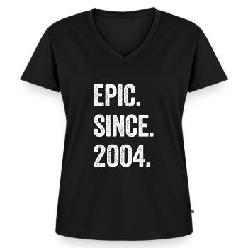 21. Geburtstag 21 Jahre Epic Since 2004 - Frauen Premium Bio T-Shirt mit V-Ausschnitt - Schwarz - Vorne - AI Model Female 172 light (172cm)