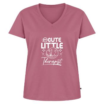 Rat de compagnie, mon mignon petit thérapeute - T-shirt encolure en V Premium bio Femme - mauve - Devant - AI Model Female 172 dark (172cm)