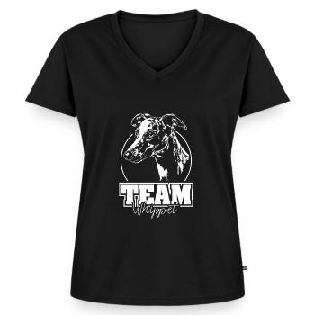ÉQUIPE WHIPPET Chiens Lévriers Wilsigns - T-shirt encolure en V Premium bio Femme - noir - Devant - AI Model Female 172 light (172cm)