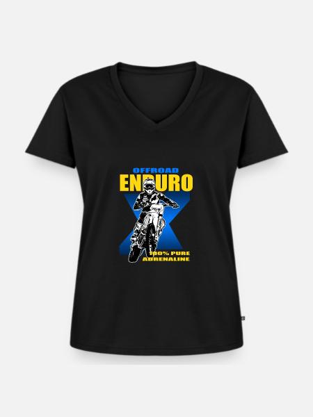 Enduro Offroad - Frauen Premium Bio T-Shirt mit V-Ausschnitt - Schwarz
