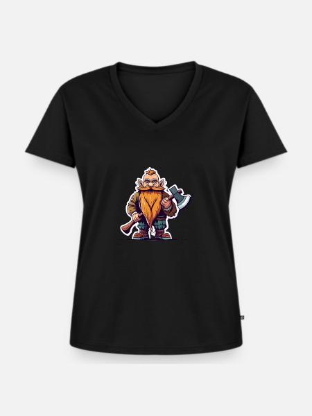 Zwerge - Frauen Premium Bio T-Shirt mit V-Ausschnitt - Schwarz