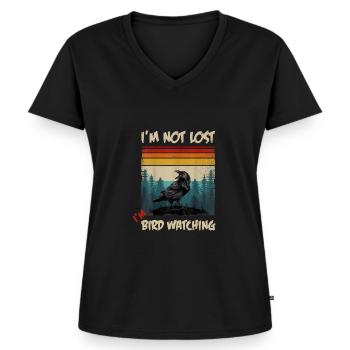 Ornithologie Vogelforschung I'm Not Lost I'm - Frauen Premium Bio T-Shirt mit V-Ausschnitt - Schwarz - Vorne - AI Model Female 172 light (172cm)