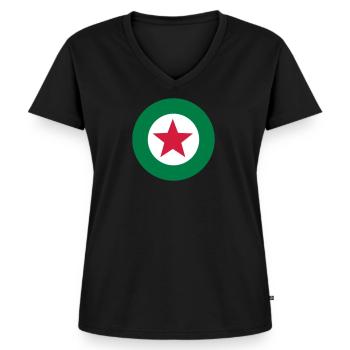MOD Target Stern Italia - Frauen Premium Bio T-Shirt mit V-Ausschnitt - Schwarz - Vorne - AI Model Female 172 light (172cm)