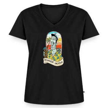 frank aloha - Frauen Premium Bio T-Shirt mit V-Ausschnitt - Schwarz - Vorne - AI Model Female 172 light (172cm)