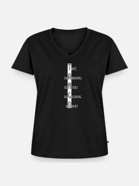 Tango - Frauen Premium Bio T-Shirt mit V-Ausschnitt - Schwarz
