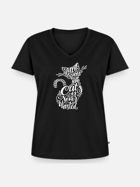 With Cats - Frauen Premium Bio T-Shirt mit V-Ausschnitt - Schwarz