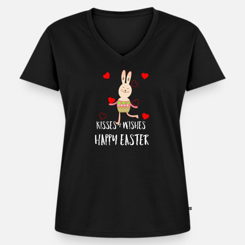 Easter Easter Easter Easter Easter Easter Happy - Women's Premium Organic V-neck T-shirt - black