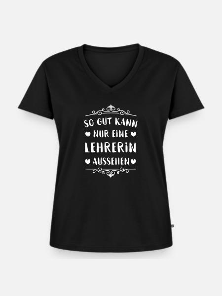 Lehrerin - Frauen Premium Bio T-Shirt mit V-Ausschnitt - Schwarz