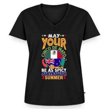 Que votre Cinco de Mayo soit aussi épicé qu’un - T-shirt encolure en V Premium bio Femme - noir - Devant - AI Model Female 172 light (172cm)