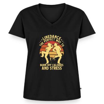 Linedance The Perfect Way Western Country Music - Frauen Premium Bio T-Shirt mit V-Ausschnitt - Schwarz - Vorne - AI Model Female 172 light (172cm)