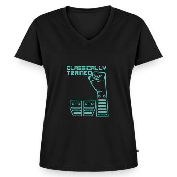 Manuelle Gangschaltung Knüppelschaltung - Frauen Premium Bio T-Shirt mit V-Ausschnitt - Schwarz - Vorne - AI Model Female 172 light (172cm)