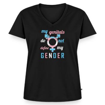 Transgender Trans Transsexuel Transsexuall - T-shirt encolure en V Premium bio Femme - noir - Devant - AI Model Female 172 light (172cm)