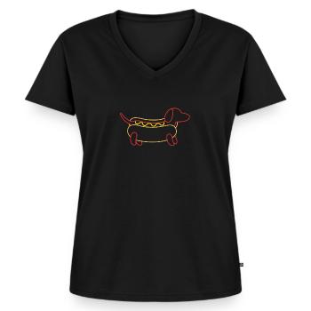 Hot-dog - T-shirt encolure en V Premium bio Femme - noir - Devant - AI Model Female 172 light (172cm)