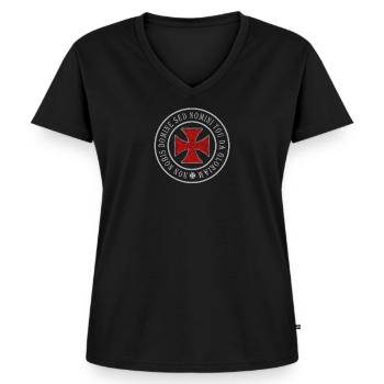 Cadeau médiéval chevalier croix chevalier croix - T-shirt encolure en V Premium bio Femme - noir - Devant - AI Model Female 172 light (172cm)