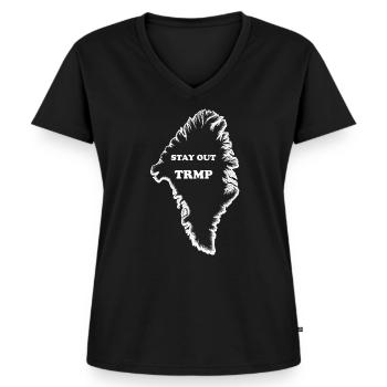 Grönland - Frauen Premium Bio T-Shirt mit V-Ausschnitt - Schwarz - Vorne - AI Model Female 172 light (172cm)