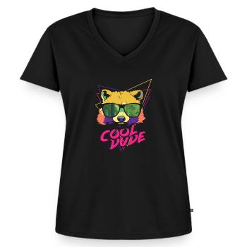 Cool Dude - Women's Premium Organic V-neck T-shirt - black - Front - AI Model Female 172 light (172cm)
