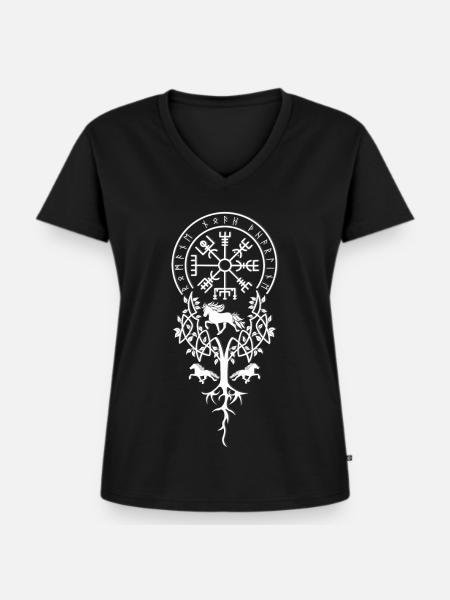 Vikings mit Tölt - Frauen Premium Bio T-Shirt mit V-Ausschnitt - Schwarz