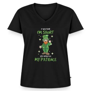 St. Patricks Day Design For Funny Little People - Women's Premium Organic V-neck T-shirt - black - Front - AI Model Female 172 light (172cm)