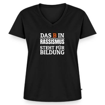 Spruch Rassismus Geschenk Aufruf Protest Gewalt - Frauen Premium Bio T-Shirt mit V-Ausschnitt - Schwarz - Vorne - AI Model Female 172 light (172cm)