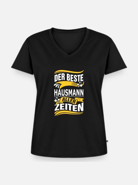 HAUSMANN - Frauen Premium Bio T-Shirt mit V-Ausschnitt - Schwarz