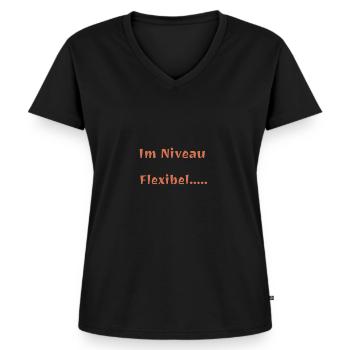 Niveau - Frauen Premium Bio T-Shirt mit V-Ausschnitt - Schwarz - Vorne - AI Model Female 172 light (172cm)