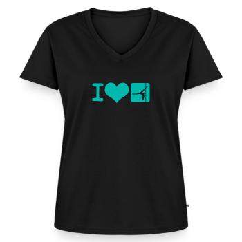 Ich liebe Pole Dance Pole Fitness Geschenk - Frauen Premium Bio T-Shirt mit V-Ausschnitt - Schwarz - Vorne - AI Model Female 172 light (172cm)
