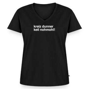kreiz dunner keil nohmohl - Frauen Premium Bio T-Shirt mit V-Ausschnitt - Schwarz - Vorne - AI Model Female 172 light (172cm)