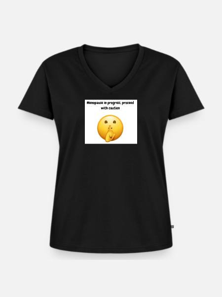 Menopause im Gange: Vorsicht - Frauen Premium Bio T-Shirt mit V-Ausschnitt - Schwarz