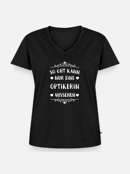Optikerin - Frauen Premium Bio T-Shirt mit V-Ausschnitt - Schwarz