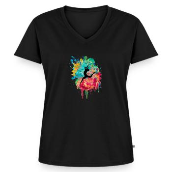 Dancer PopArt - Women's Premium Organic V-neck T-shirt - black - Front - AI Model Female 172 light (172cm)