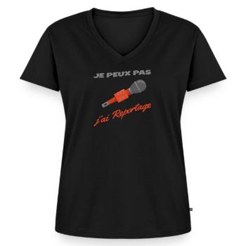 Je peux pas j'ai reportage - journaliste - T-shirt encolure en V Premium bio Femme - noir - Devant - AI Model Female 172 light (172cm)