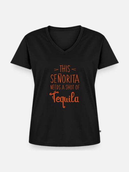 Tequila - Frauen Premium Bio T-Shirt mit V-Ausschnitt - Schwarz