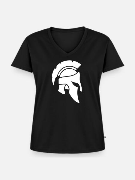 spartaner helm - Frauen Premium Bio T-Shirt mit V-Ausschnitt - Schwarz