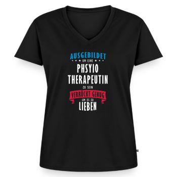 Physiotherapeutin Beruf - Geschenk - Frauen Premium Bio T-Shirt mit V-Ausschnitt - Schwarz - Vorne - AI Model Female 172 light (172cm)