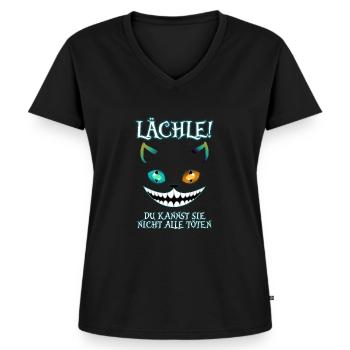 Lächle du Kannst Sie Nicht alle töten - Frauen Premium Bio T-Shirt mit V-Ausschnitt - Schwarz - Vorne - AI Model Female 172 light (172cm)