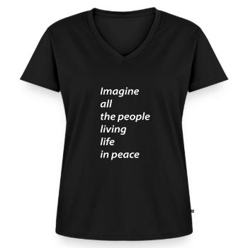 Imagine all the people living life in peace - Frauen Premium Bio T-Shirt mit V-Ausschnitt - Schwarz - Vorne - AI Model Female 172 light (172cm)