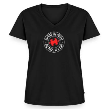 Puzzle Puzzleteil - Frauen Premium Bio T-Shirt mit V-Ausschnitt - Schwarz - Vorne - AI Model Female 172 light (172cm)