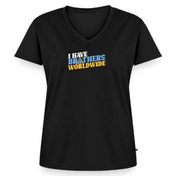 Freimaurer Brüderlichkeit - Frauen Premium Bio T-Shirt mit V-Ausschnitt - Schwarz - Vorne - AI Model Female 172 light (172cm)