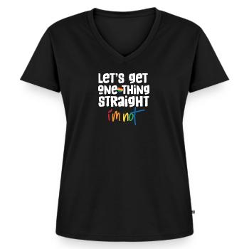 Lesbian lesbian outing - Women's Premium Organic V-neck T-shirt - black - Front - AI Model Female 172 light (172cm)