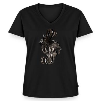 Notenschlüssel Noten - Frauen Premium Bio T-Shirt mit V-Ausschnitt - Schwarz - Vorne - AI Model Female 172 light (172cm)